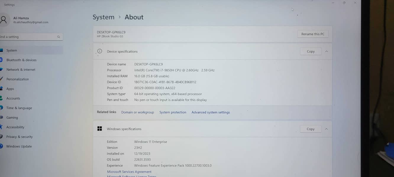 HP ZBook Studio G5 Workstation i7 9th Gen 4K Display 2