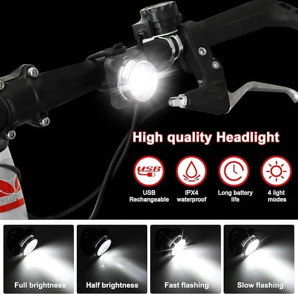 Defurhome Bike Light Set, Super Bright USB Rechargeable Bicycle Lights 1