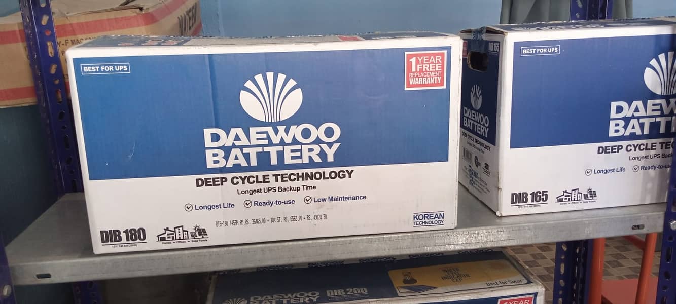 Daewoo Deep Cylce Battery - DIB 180 (145AH, 12V) 2