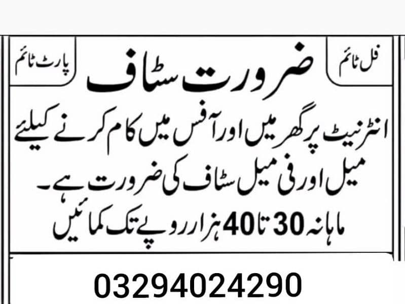 Male And Female Staf Required 0