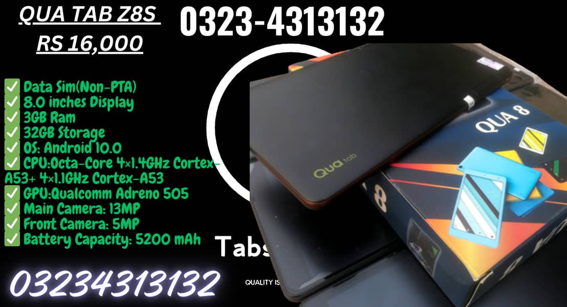 QUA TAB 3GB /32GB With 1 year warranty and accessories 17