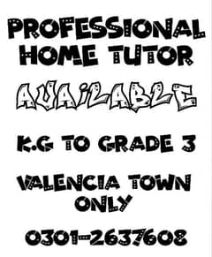 PROFESSIONAL HOME TUTOR FOR K. G TO GRADE III 0