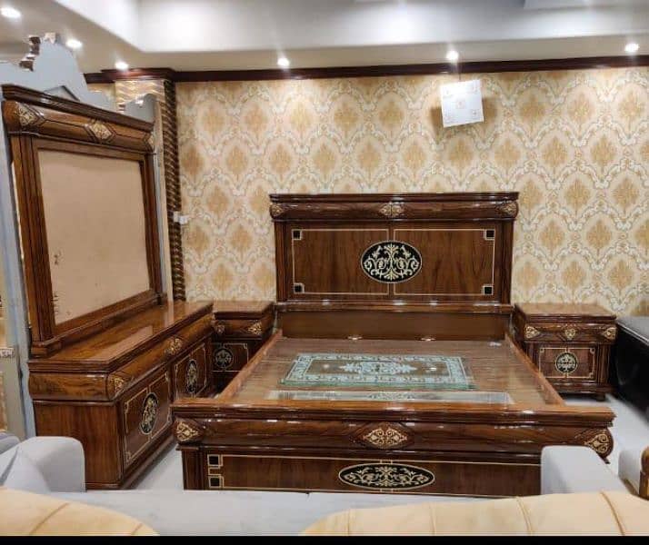 double bed set, Sheesham wood bed set, king size bed set, complete 4