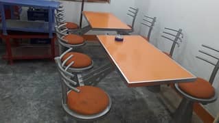 1 table with attached 4 chairs for sale 5 sets available