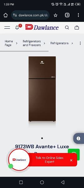 Dawlance Refrigerator 9173 WB Avante + R Brown 6