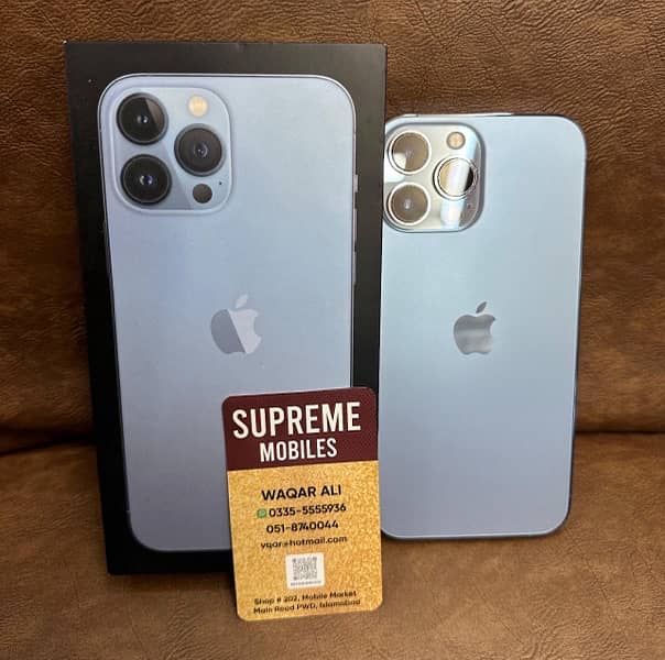 iPhone 13 Pro Max 256gn PTA Approved Sierra Blue LLA MODEL with Box 5