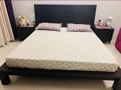 Brand New King Sized Wooden Bed Set + Matress + 2 Side Tables