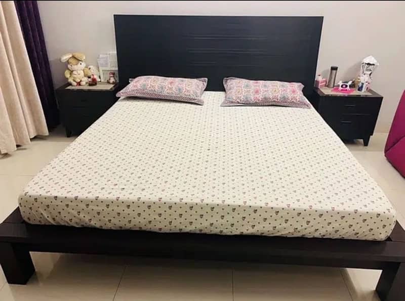 Brand New King Sized Wooden Bed Set + Matress + 2 Side Tables 0
