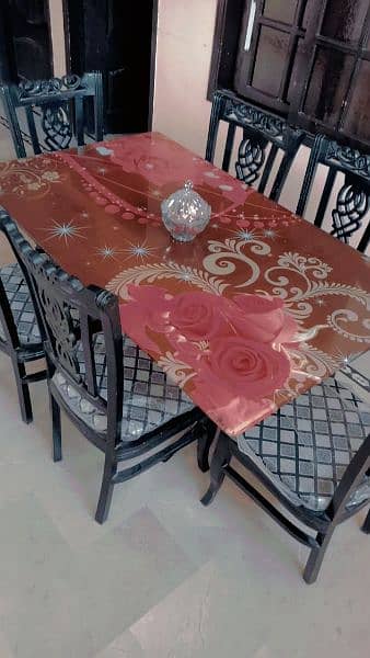6 chair dinning glass for sale goodcondition 1
