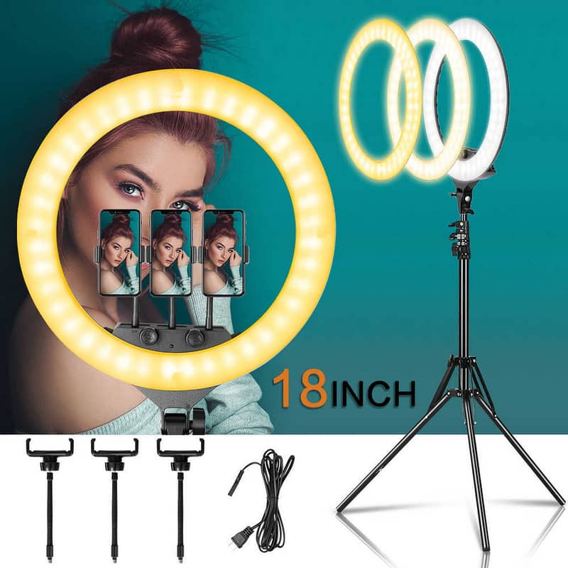 26cm Ring Light with stand airpods bluetooth & wireless mic 1