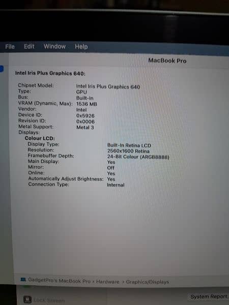 Macbook Pro Intel core i5 5