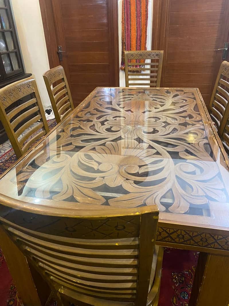 Dining Table with Glass Top, 6-Seats 0