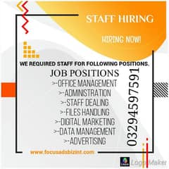 urgent need a staff for office management 0