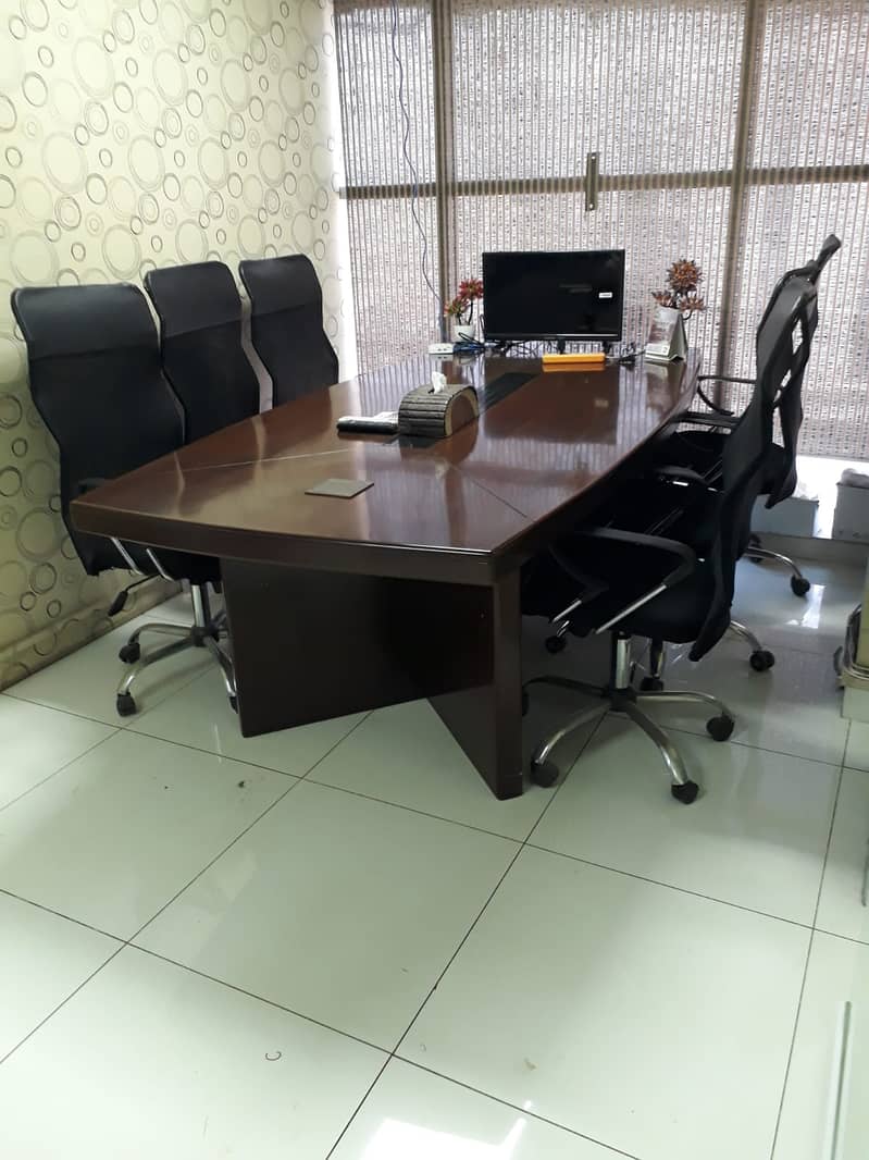 Conference Table with Six Revolving Chairs for Sale 1