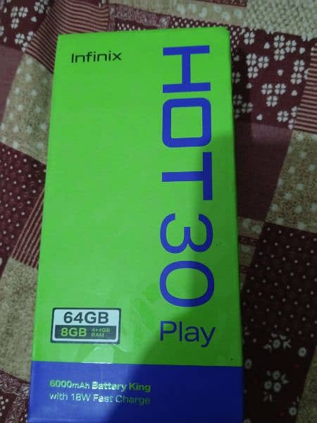 Infinix hot 30 Play all ok condition 10by ha 4+4/64 1