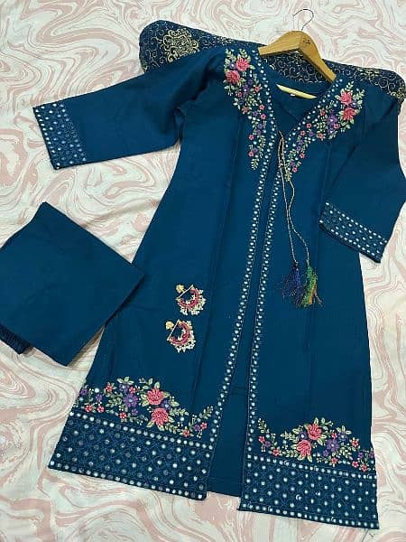 embroidery stylish printed lawn stitched readymade 3pc woman's suit 1