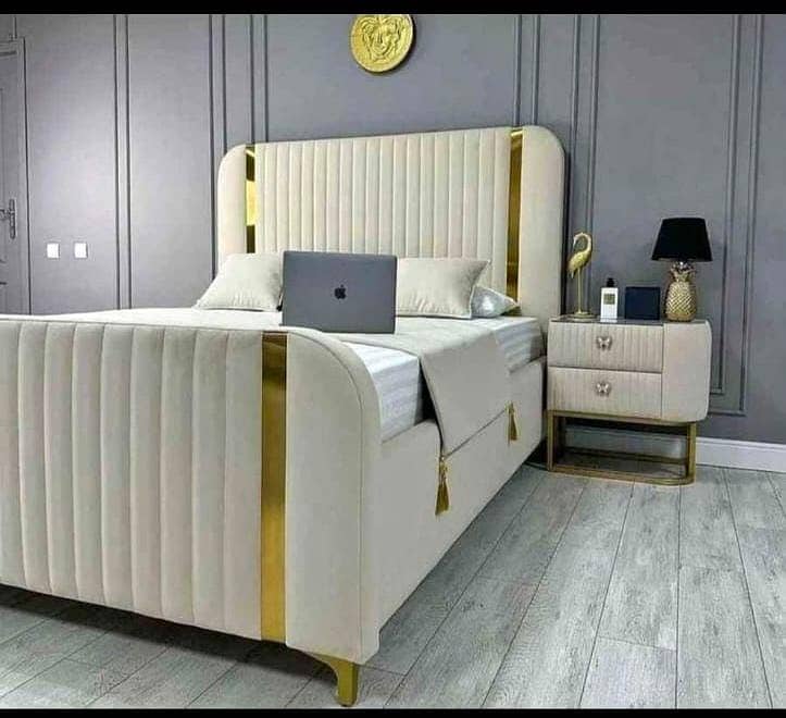 Double bed/King size bed/Poshish Bed set/Wooden bed/Furniture 11