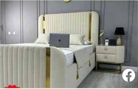 Double bed/King size bed/Poshish Bed set/Wooden bed/Furniture 1