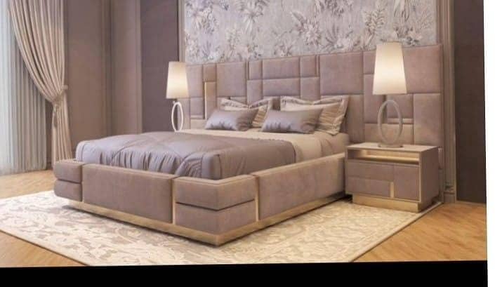 Double bed/King size bed/Poshish Bed set/Wooden bed/Furniture 11