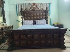 king size chinoti pure kikar wood bed, side tables and dressing