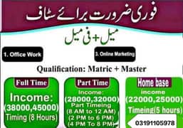 wa need males and females  required for office work and home base.
