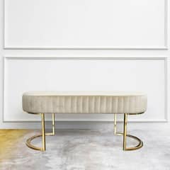velvet bench with gold plated legs in very good condition