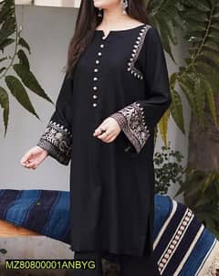 2pc linen embroidered stitched suit 0