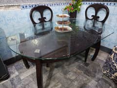 wood oval Shape Dining Table with 6 velvet seat Chairs