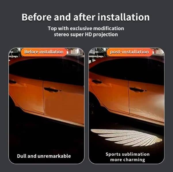 Car Rear View Mirror Side Mirror Led Angel Wing Light Projection Lamp 1