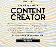 Content Creators required