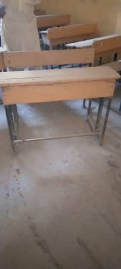 school desk iron and wood