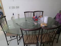 Big round glass dining table