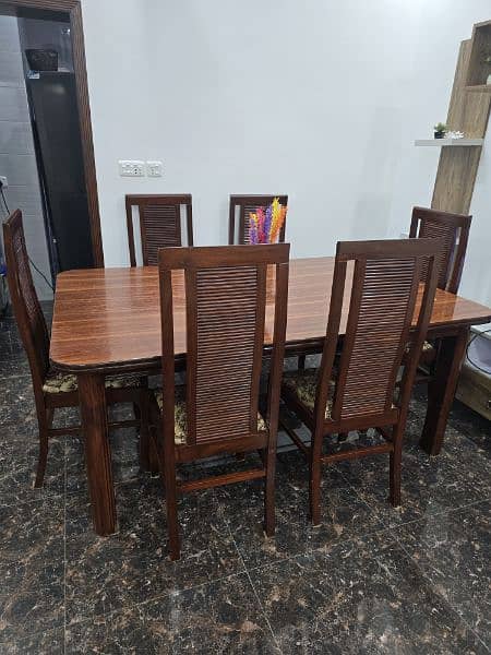 Dining table with six chairs made of shisham wood 1