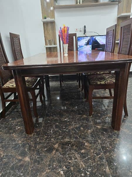 Dining table with six chairs made of shisham wood 2