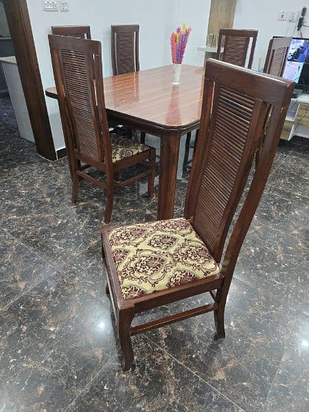 Dining table with six chairs made of shisham wood 3