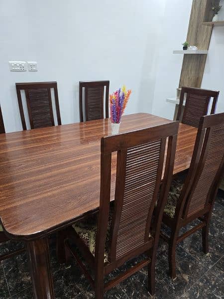 Dining table with six chairs made of shisham wood 5