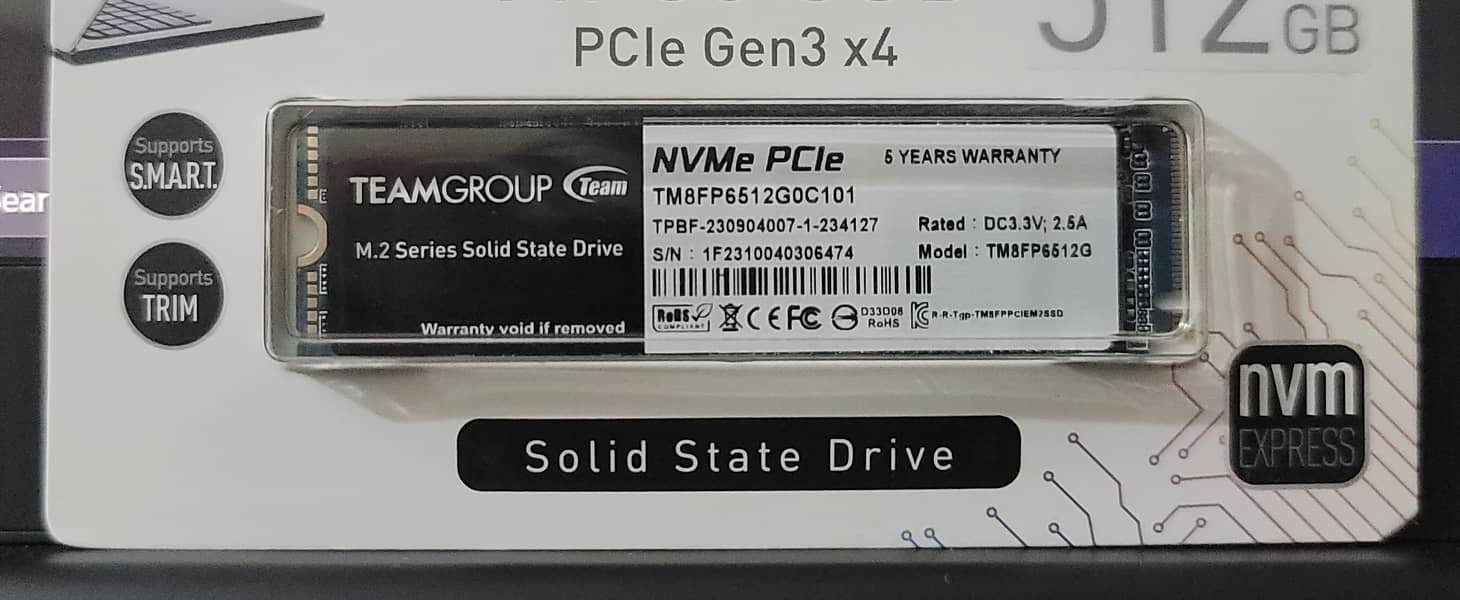 TEAMGROUP 512GB  M2/NVME PCIe Gen 3 Card Box Pack 5 Year Warranty 2
