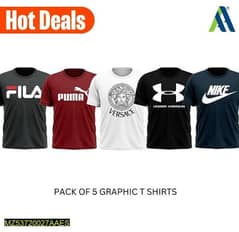 Jersey graphic T-shirts. Pack of 5