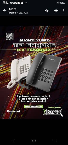 PANASONIC S500 TELEPHONE SET CONTACT 03212123558 0