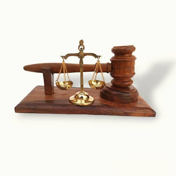 Wooden Gavel and Brass Scale, Lawyer and Judges Table decor, Gavel Set 1