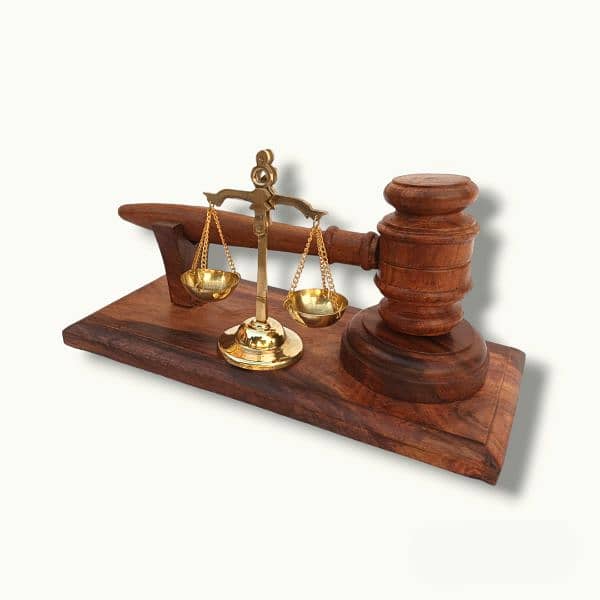 Wooden Gavel and Brass Scale, Lawyer and Judges Table decor, Gavel Set 2