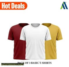 Men's Stitched Jersey Plain T-Shirt, Pack of 3 0
