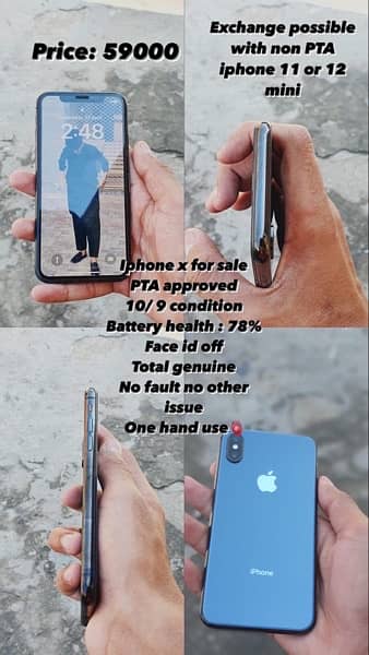 Cheap iphone X PTA approved 10\9 condition 3