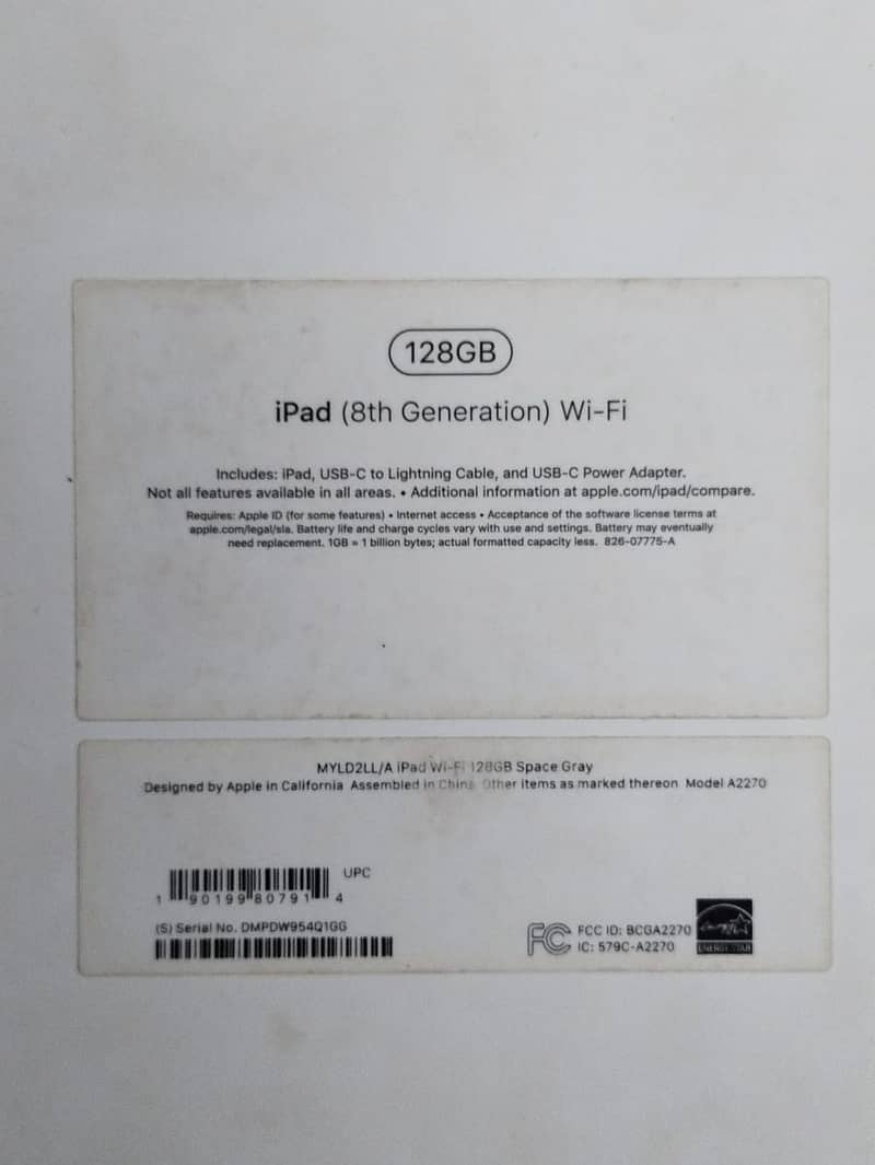 I pad 8th generation 128gb 1