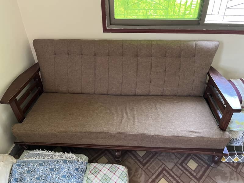 5-Seater Wooden Sofa Set (Multifoam Mattress) and Table. 1