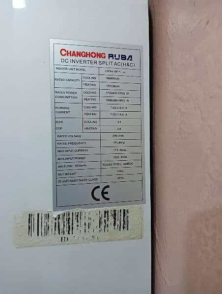 ChanghongRuba 1.5ton split AC 1