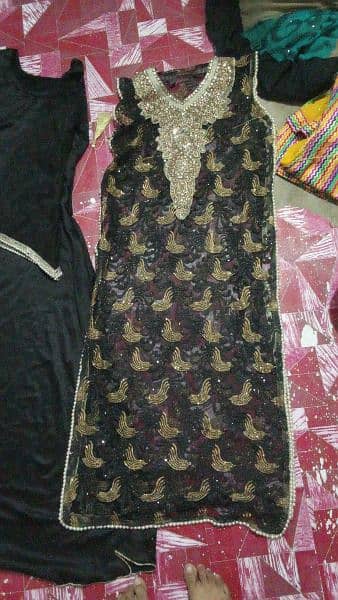 black coat + soft silk black maxi full size+ duppata + trouser 9