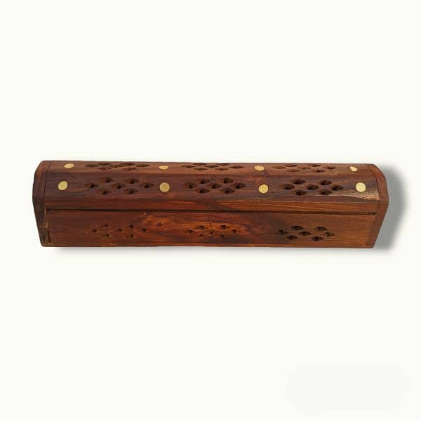 Wooden Incense Holder, Brass Dotted Agarbatti Dan, Incense Holder. 6