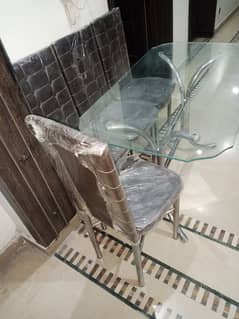 glass table dining 4 chair