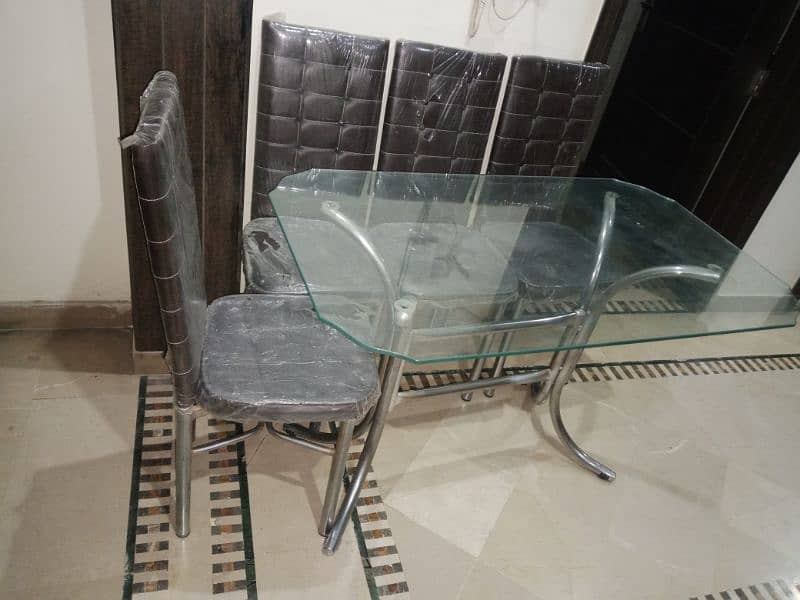 glass table dining 4 chair 1